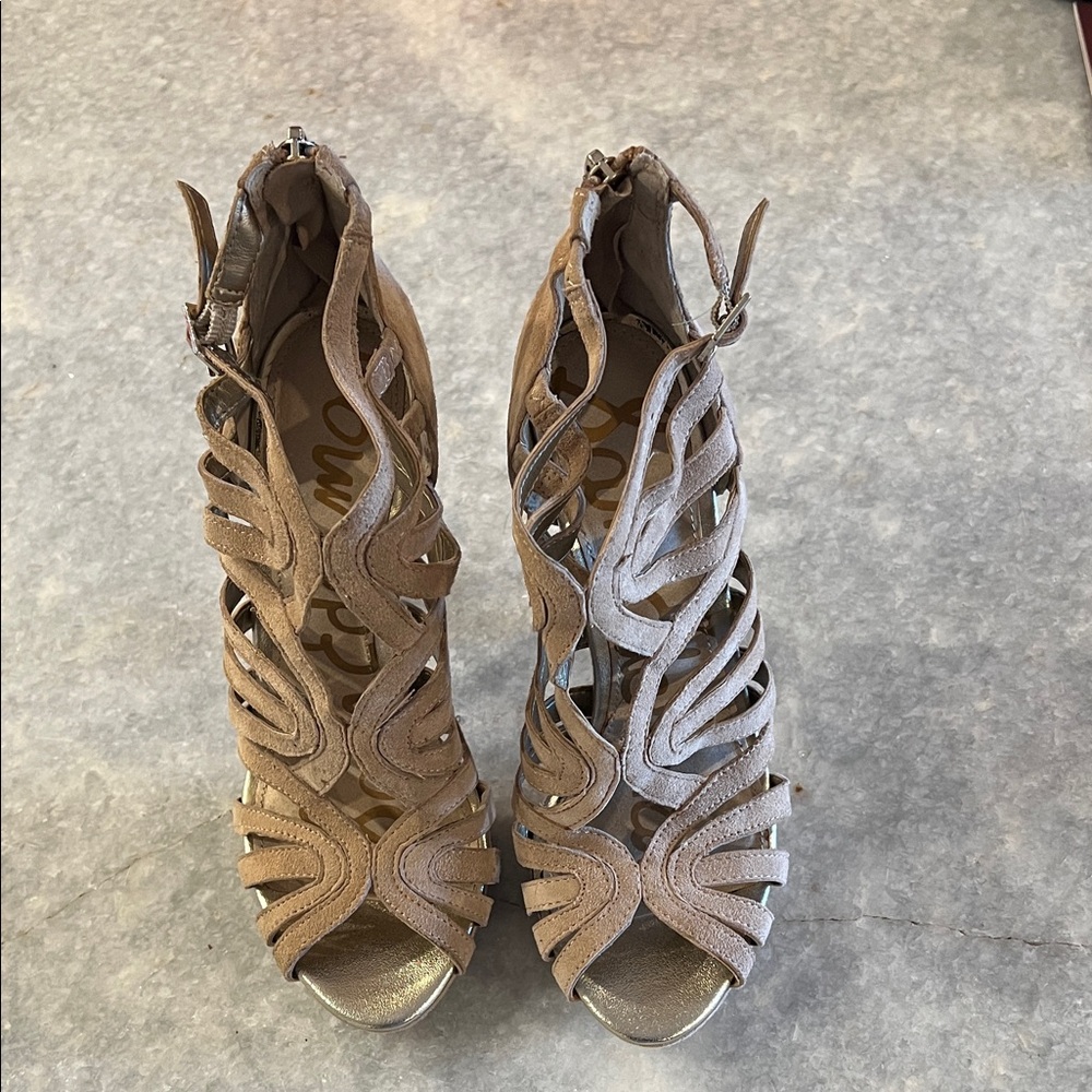 Sam Edelman Buff Suede Strappy Heels NWOT Size 6.5